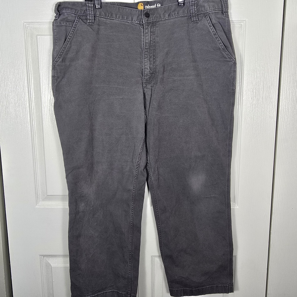Carhartt Men's Gray Relaxed Fit Canvas Work Pants 42x28 Stretch 102291 039